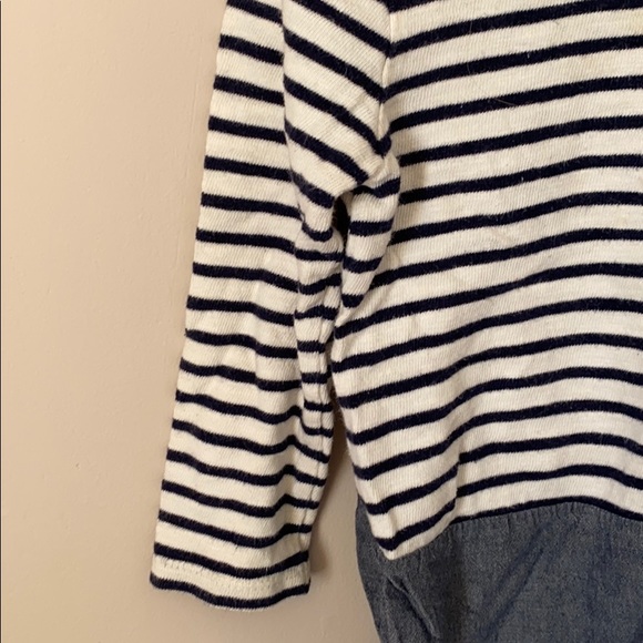 Navy white long sleeved chambray tunic dress - Picture 5 of 9